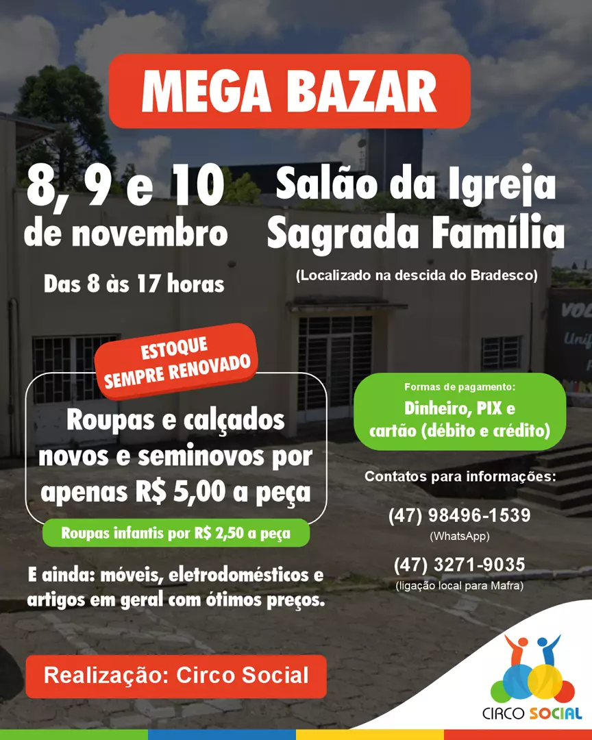 Circo Social promove Bazar para campanha de Natal Solidário